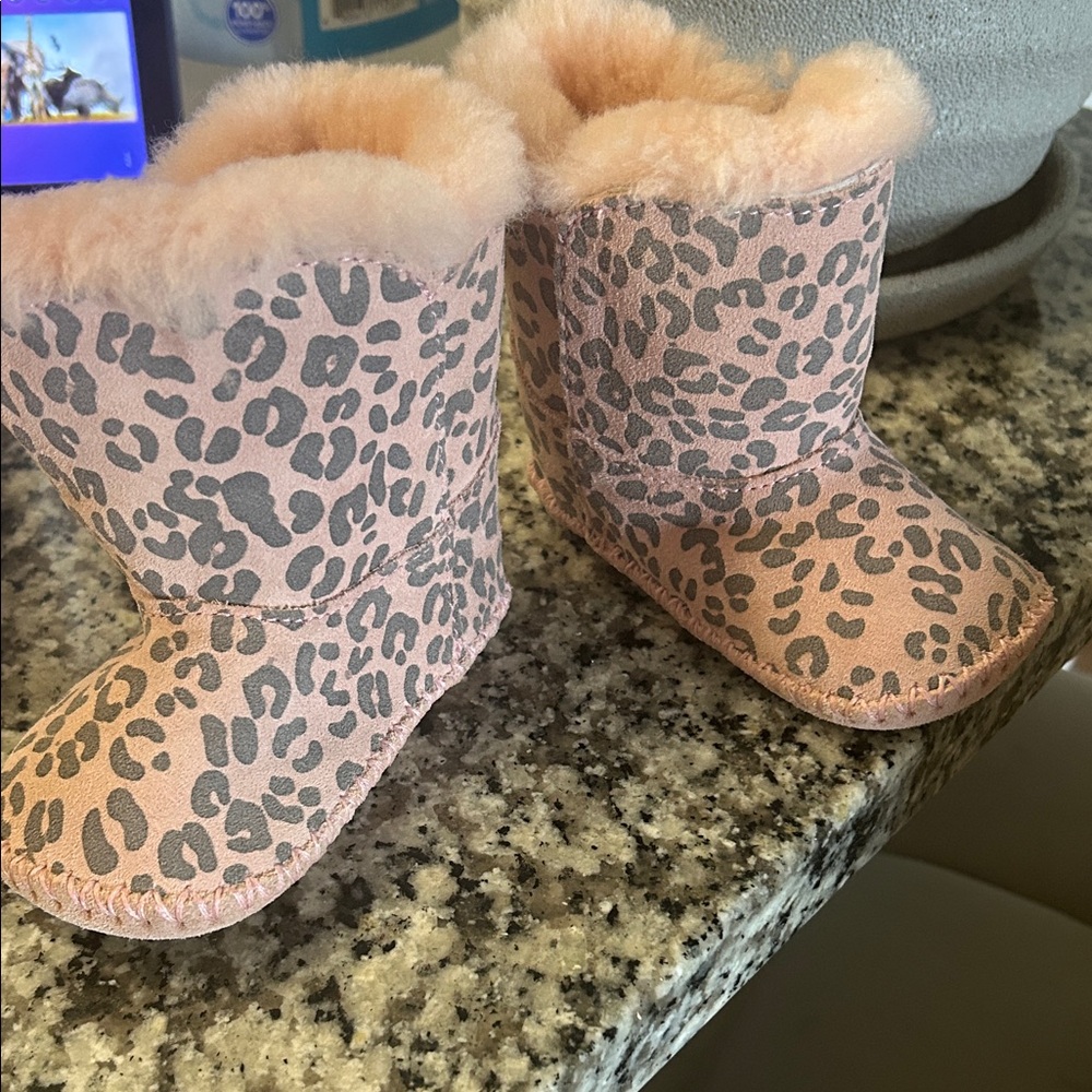 Pink Leopard Print Baby Boots